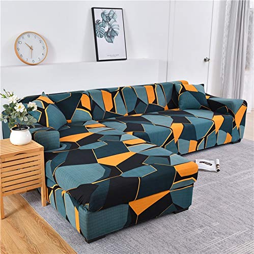 Funda de sofá geométrica Funda de sofá Fundas de sofá elásticas para la Esquina de la Sala de Estar Chaise Longue en Forma de L Sillón Sofá Funda A32 2 plazas