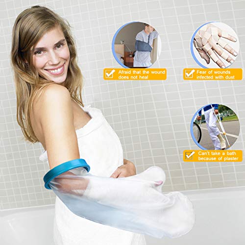 Funda para yeso de mano para baño en la ducha, protector de yeso impermeable bolsa manga yeso reutilizable para muñeca mantener seco el yeso protector vendaje para mano rota muñeca