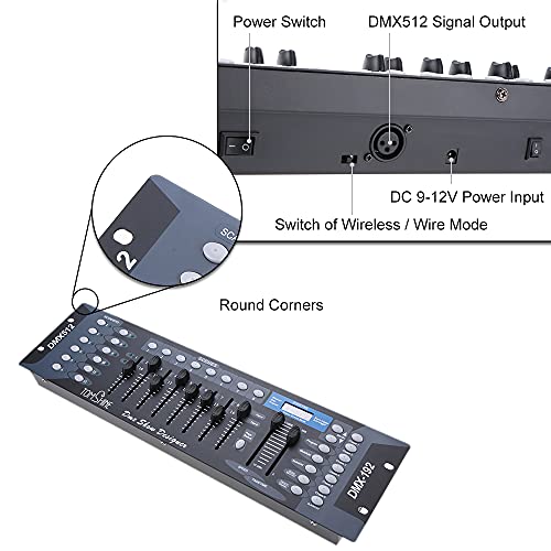 Funien Controlador de Escenario,192 Canales de la Etapa de la luz DMX512 Consola de Controlador inalámbrico con el Partido del transmisor DJ Disco Operator Equipment