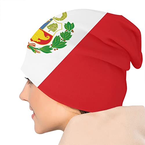 Funny Club Gorro de invierno con diseño de bandera de Perú para hombres y mujeres