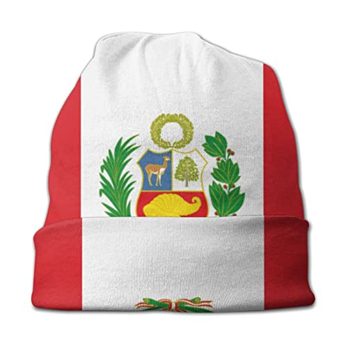 Funny Club Gorro de invierno con diseño de bandera de Perú para hombres y mujeres