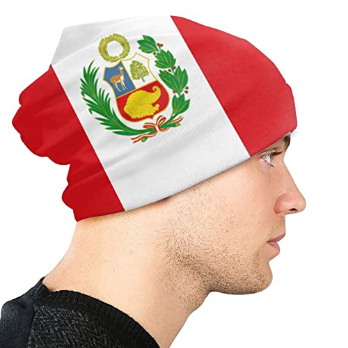 Funny Club Gorro de invierno con diseño de bandera de Perú para hombres y mujeres