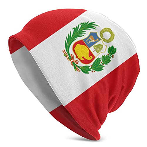 Funny Club Gorro de invierno con diseño de bandera de Perú para hombres y mujeres