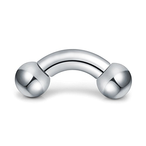 Funseedrr 316L Acero quirúrgico Barra Curvada Curved Barbell Piercing doblada internamente (1,6 2 2,5 3 4 5 6 8 10mm)