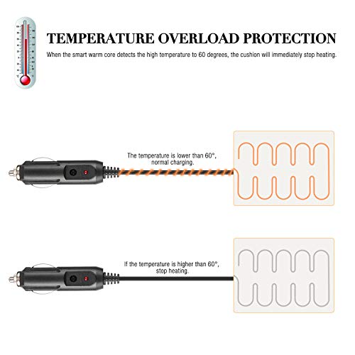Furado Calentador De Asiento De Coche 12v / 24v, Almohadilla Calefactora De Asiento Calefactable con Controlador De Temperatura De Cojín Asiento Delantero Universal Camión Negro para Automóvil