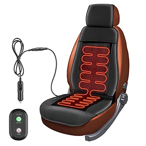 Furado Calentador De Asiento De Coche 12v / 24v, Almohadilla Calefactora De Asiento Calefactable con Controlador De Temperatura De Cojín Asiento Delantero Universal Camión Negro para Automóvil