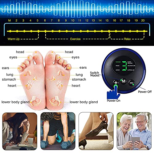 Furado Masajeador de Pies Eléctrico,EMS Foot Massager Arrugas Portátil,Cojín de Masaje de Pies Fisioterapia para Mejorar la Circulación Sanguínea,6 Modos 9 Frecuencias Ajustables,Con Mando a Distancia