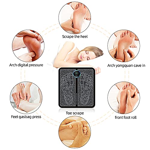 Furado Masajeador de Pies Eléctrico,EMS Foot Massager Arrugas Portátil,Cojín de Masaje de Pies Fisioterapia para Mejorar la Circulación Sanguínea,6 Modos 9 Frecuencias Ajustables,Con Mando a Distancia