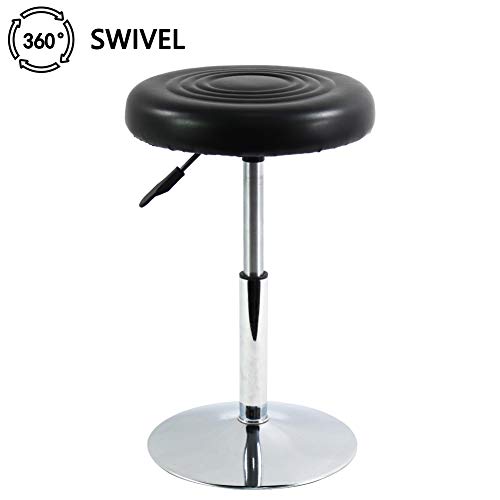 FURWOO PU silla de bar silla de oficina silla giratoria silla de trabajo con ruedas altura ajustable adecuada para oficina café lounge bar sala de estar (negro)