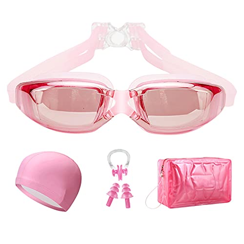 Gafas Natacion, Gafas De Natación De Alta Definición Impermeables Y Antivaho para Mujer, Gorro De Natación, Pinza Nasal, Tapones para Los Oídos, Traje De Baño