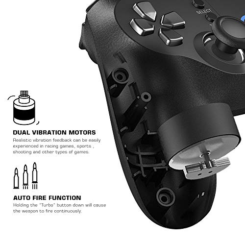 GameSir T1s Mando PC Inalámbrico, Joystick Gamepad de doble vibración para PC con Windows 7 8 10 / PS3 / Switch / Android TV Box / Laptop / Teléfonos móviles Android