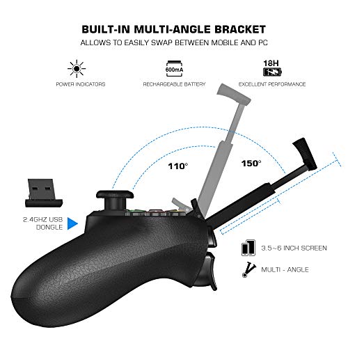 GameSir T1s Mando PC Inalámbrico, Joystick Gamepad de doble vibración para PC con Windows 7 8 10 / PS3 / Switch / Android TV Box / Laptop / Teléfonos móviles Android