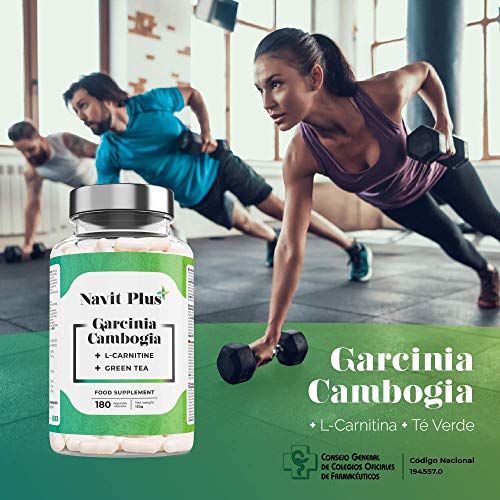 Garcinia Cambogia extra fuerte pura + l Carnitina Cápsulas + Té Verde | CN Farmacia 194557.0 | Quemagrasas abdominal 100% natural | Suplemento reductor del apetito | 180 cápsulas vegetales.