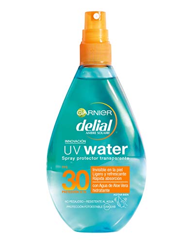 Garnier Delial UV Water Spray Protector Solar Transparente, Alta Protección para Cuerpo y Rostro IP30 - 150 ml