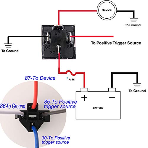 Gebildet 12V 40A Relé de Coche con Arnés de Enchufes, 4 Pin Terminal SPST Vehículo Auto Barco Carro Relé Relay Relais Relés, con Estuche Impermeable, Paquete de 2