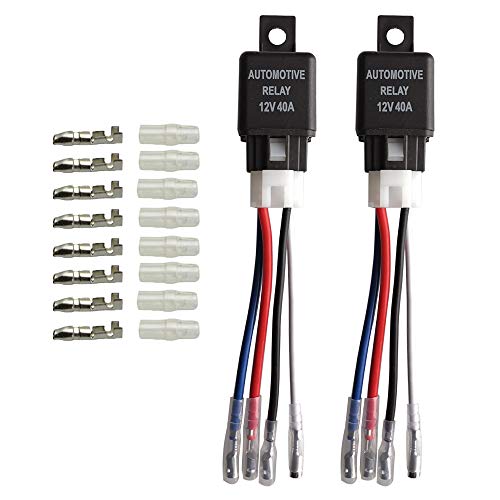 Gebildet 2pcs 12V 40A Relé de Coche con Arnés de Enchufes,4 Pin Terminal SPST Vehículo Auto Barco Carro Relé Relay