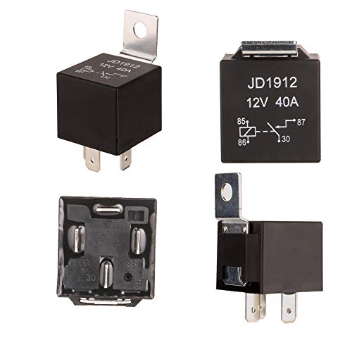 Gebildet DC 12V Voltios 40A Relé de Coche, 4 Pin Terminal SPST Vehículo Auto Barco Carro Relé Relay Relais Relés, con Estuche Impermeable (Paquete de 4)