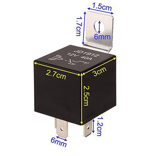 Gebildet DC 12V Voltios 40A Relé de Coche, 4 Pin Terminal SPST Vehículo Auto Barco Carro Relé Relay Relais Relés, con Estuche Impermeable (Paquete de 4)