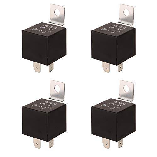 Gebildet DC 12V Voltios 40A Relé de Coche, 4 Pin Terminal SPST Vehículo Auto Barco Carro Relé Relay Relais Relés, con Estuche Impermeable (Paquete de 4)