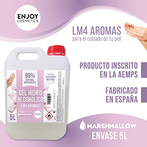 Gel hidroalcohólico de 5000 ml AROMA NUBE GOLOSINA DULCE 70% alcohol y con glicerina NATURAL para el cuidado de la piel. 98% ingredientes Naturales.