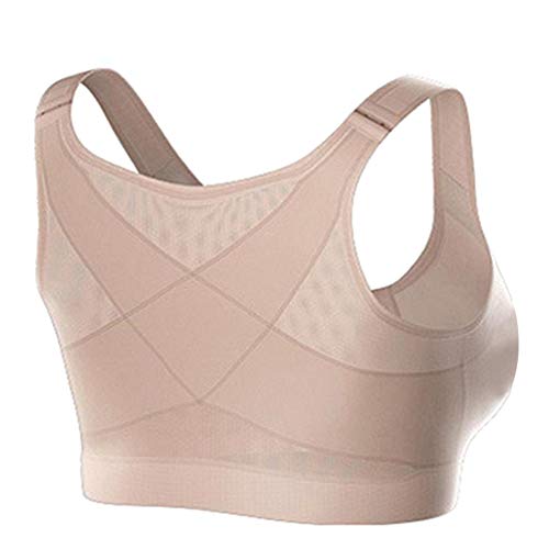 Gelentea Brasier corrector de postura, sujetador de apoyo de postura inalámbrico, transpirable, cierre frontal, ropa interior para mujer, yoga y deportes