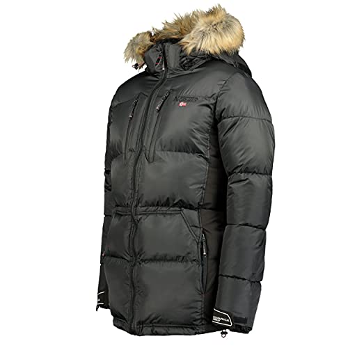 Geographical Norway Danone Men - Chaqueta de plumón caliente para hombre, con forro cálido para invierno, manga larga, relleno de calidad, Negro , L