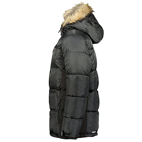 Geographical Norway Danone Men - Chaqueta de plumón caliente para hombre, con forro cálido para invierno, manga larga, relleno de calidad, Negro , L