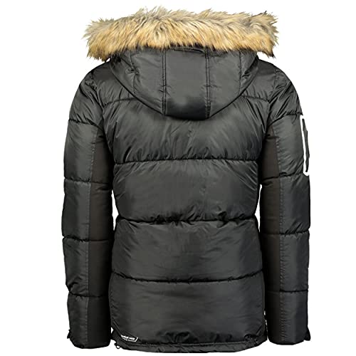 Geographical Norway Danone Men - Chaqueta de plumón caliente para hombre, con forro cálido para invierno, manga larga, relleno de calidad, Negro , L