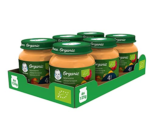 Gerber Organic Manzana Albaricoque Melocotón 125 g - Pack de 6