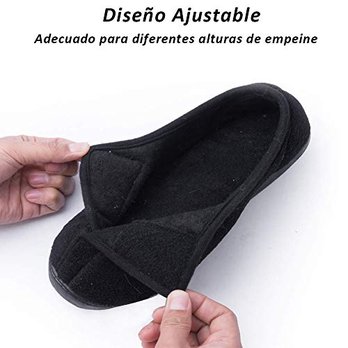 Git-up Zapatillas de Estar por Casa para Mujer Espuma de Memoria Antideslizante Invierno Cálido Cómodas Suave Algodón Pantuflas para Interiores y Exteriores Suela de Goma 9, Negro