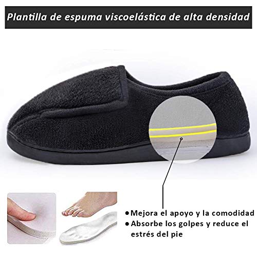 Git-up Zapatillas de Estar por Casa para Mujer Espuma de Memoria Antideslizante Invierno Cálido Cómodas Suave Algodón Pantuflas para Interiores y Exteriores Suela de Goma 9, Negro