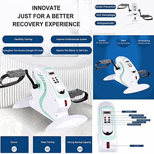 GLRGBHT MáQuina de RehabilitacióN EléCtrica - Mini Ejercitador de Pedales con Pantalla Digital Dispositivo de Entrenamiento De Piernas y Manos para El Hogar para Hemiplejia por Ancianos