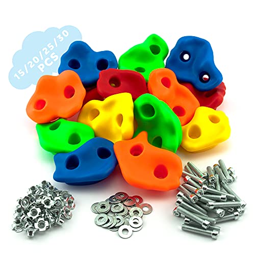 GO!elements Presas de Escalada Kids Set Outdoor Incl. Material de Fijación | Piedras de Escalada para Paredes | Piedras de Colores para Torres de Juegos para Niños con Tornillos, Size:15 Set