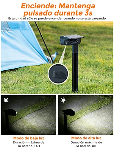 GOLUMUP 36 LED Luces Solares para Exterior Jardin Focos Solares Exterior Impermeable IP67 Lámparas Solares para Jardín, Patio, Calzada, Piscina y Camping - Blanco Frío (2 Piezas)