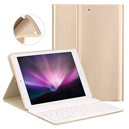 GOOJODOQ Funda de Teclado para iPad 2017/2018 9.7/ iPad Air, Cubierta de Soporte TPU Suave+Teclado