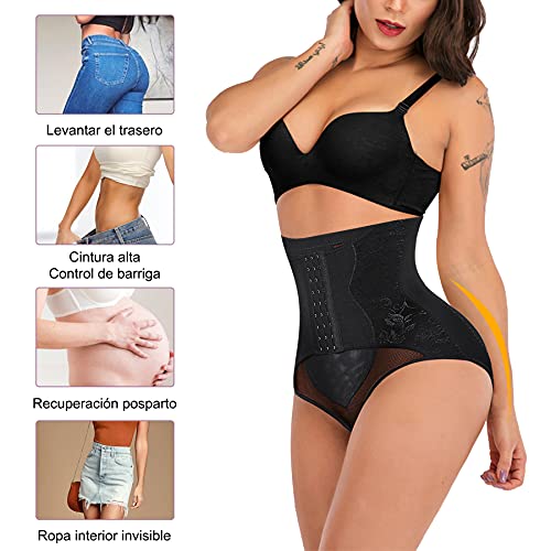 Gotoly Braguitas Moldeadoras para Mujer Shapewear Braga Control de Barriga Levanta Glúteos Panty Cintura Alta Entrenador Corsé Fajas Reductoras Ropa Interior Body Shaper Underwear (Negro, Small)