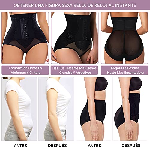 Gotoly Braguitas Moldeadoras para Mujer Shapewear Braga Control de Barriga Levanta Glúteos Panty Cintura Alta Entrenador Corsé Fajas Reductoras Ropa Interior Body Shaper Underwear (Negro, Small)