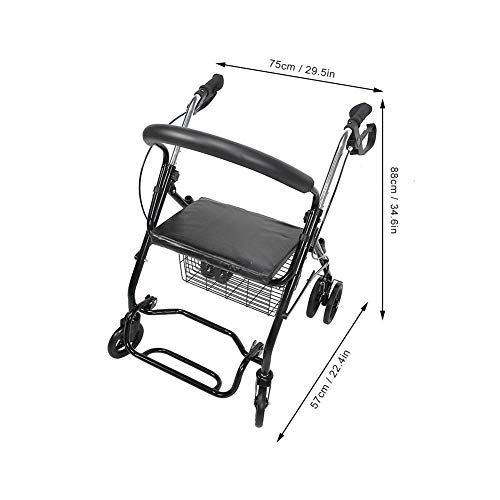 GOTOTOP Andador para Ancianos Plegable, Andador Adultos de Acero con Asiento y Cesta, Andadores para Mayores, Carga 136kg