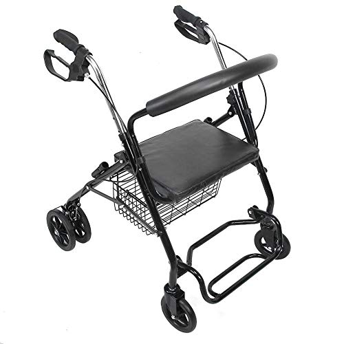 GOTOTOP Andador para Ancianos Plegable, Andador Adultos de Acero con Asiento y Cesta, Andadores para Mayores, Carga 136kg