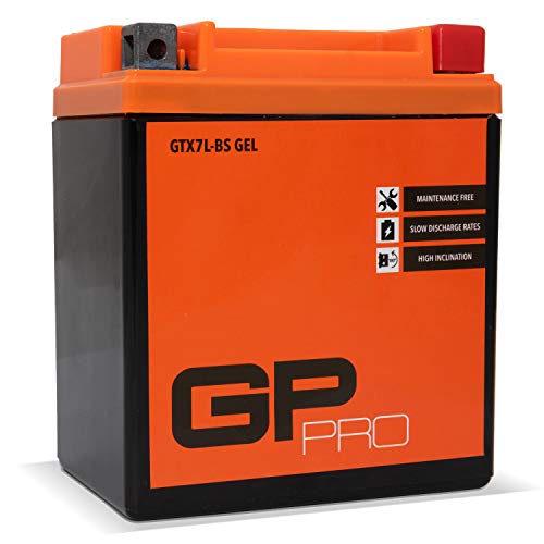 GP-PRO GTX7L-BS 12V 6Ah GEL Batería de arranque (compatible con YTX7L-BS / 50614) (Sin necesidad de mantenimiento/Sellado) Scooters y Motos Acumulador