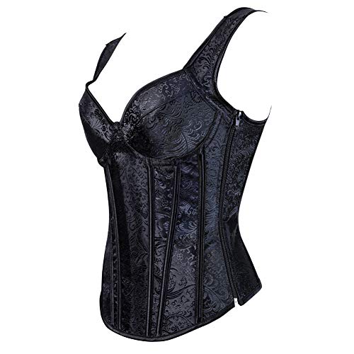 Grebrafan Corsés para Las Mujeres Nupcial Corset Bustiers con Tirantes Talla Grande (EU(38-40) XL, Negro)