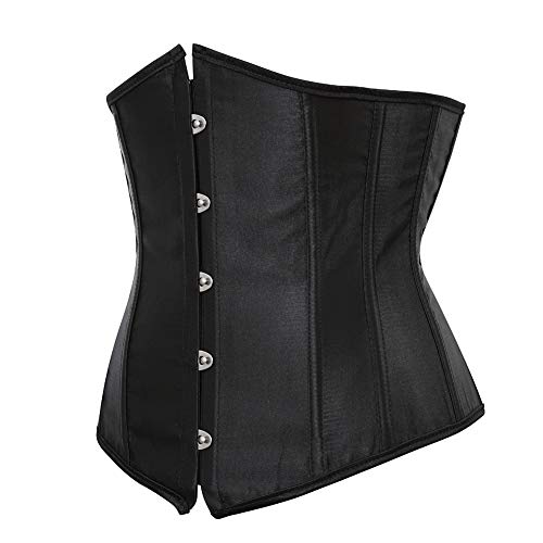 Grebrafan Satén Corset Bajo Pecho Clasico Corsé Underbust Gótico Talla Grande (EU(34-36) M, Negro)