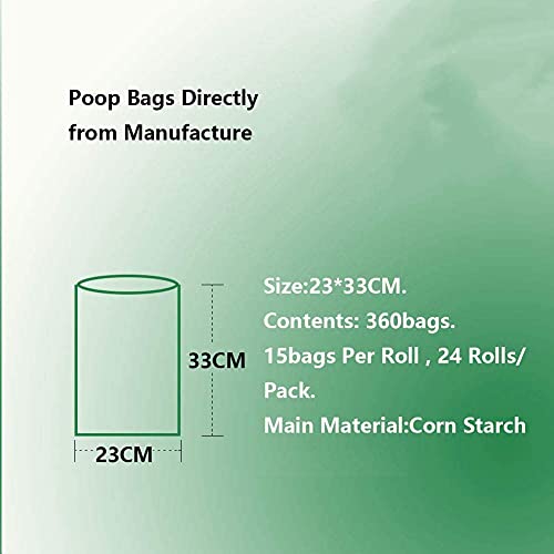 Green Maker Biodegradables Caca Perro Bolsas 360 Excrementos Perros Bolsas 30% más Grueso Que Otros Hecho de Almidón de Maíz con DIN CERTCO Certificación (Verde)