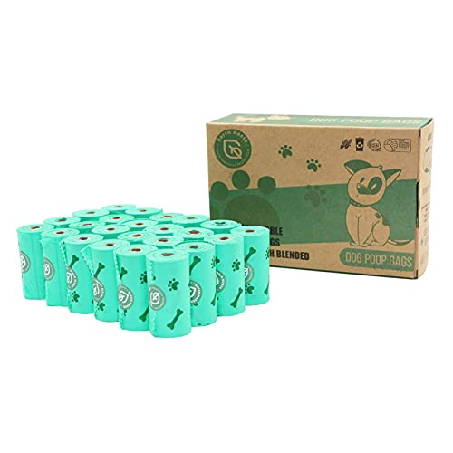 Green Maker Biodegradables Caca Perro Bolsas 360 Excrementos Perros Bolsas 30% más Grueso Que Otros Hecho de Almidón de Maíz con DIN CERTCO Certificación (Verde)