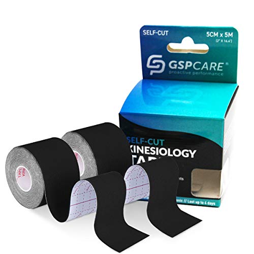 GSPCARE Cinta de Kinesiología, 5cm x 5m Sin Cortar Kinesiotape Vendaje Neuromuscular para Ejercicio, Impermeable sin Látex Cinta de Fisioterapia para la Recuperación de Rodilla, Hombro y Codo