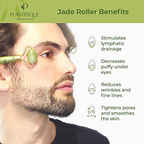 Gua Sha y Rodillo de Jade Masajeador Facial - Jade Roller and Gua Sha Facial - Rodillo Jade Autentico Masajeador de Ojos