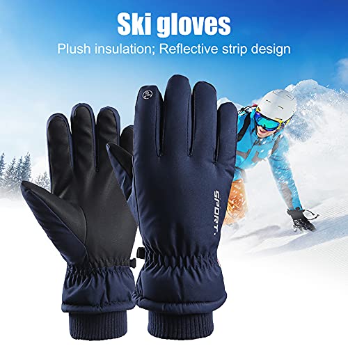 Guantes de esquí Profesionales Pantalla táctil Fleece Guantes de Snowboard cálidos de Invierno Guantes de Nieve térmicos Impermeables ultraligeros para Motocicleta -Light Pink-One Size