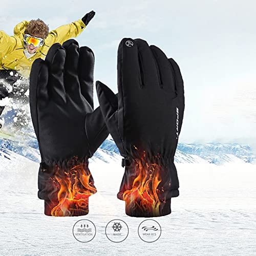 Guantes de esquí Profesionales Pantalla táctil Fleece Guantes de Snowboard cálidos de Invierno Guantes de Nieve térmicos Impermeables ultraligeros para Motocicleta -Light Pink-One Size