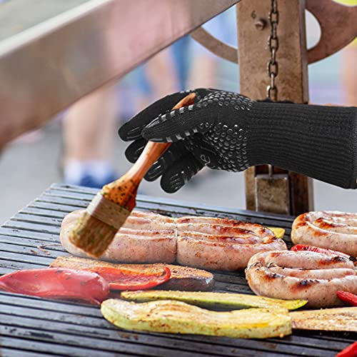 Guantes ignifugos Barbacoa Antideslizantes, Guantes para Horno de leña de algodón y poliéster, Guante Barbacoa Resistente hasta 800 °C, Guantes Chimenea leña, Guantes Barbacoa Altas temperaturas