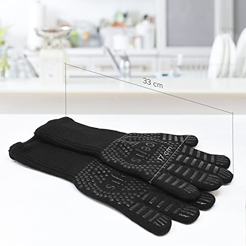 Guantes ignifugos Barbacoa Antideslizantes, Guantes para Horno de leña de algodón y poliéster, Guante Barbacoa Resistente hasta 800 °C, Guantes Chimenea leña, Guantes Barbacoa Altas temperaturas